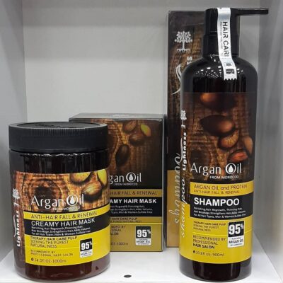 شامپو تقویت کننده و ترمیم کننده مو لایتنس مدل argan حجم 900 میلی لیتر به همراه ماسک مو لایتنس مدل argan oil حجم 1000 میلی لیتر