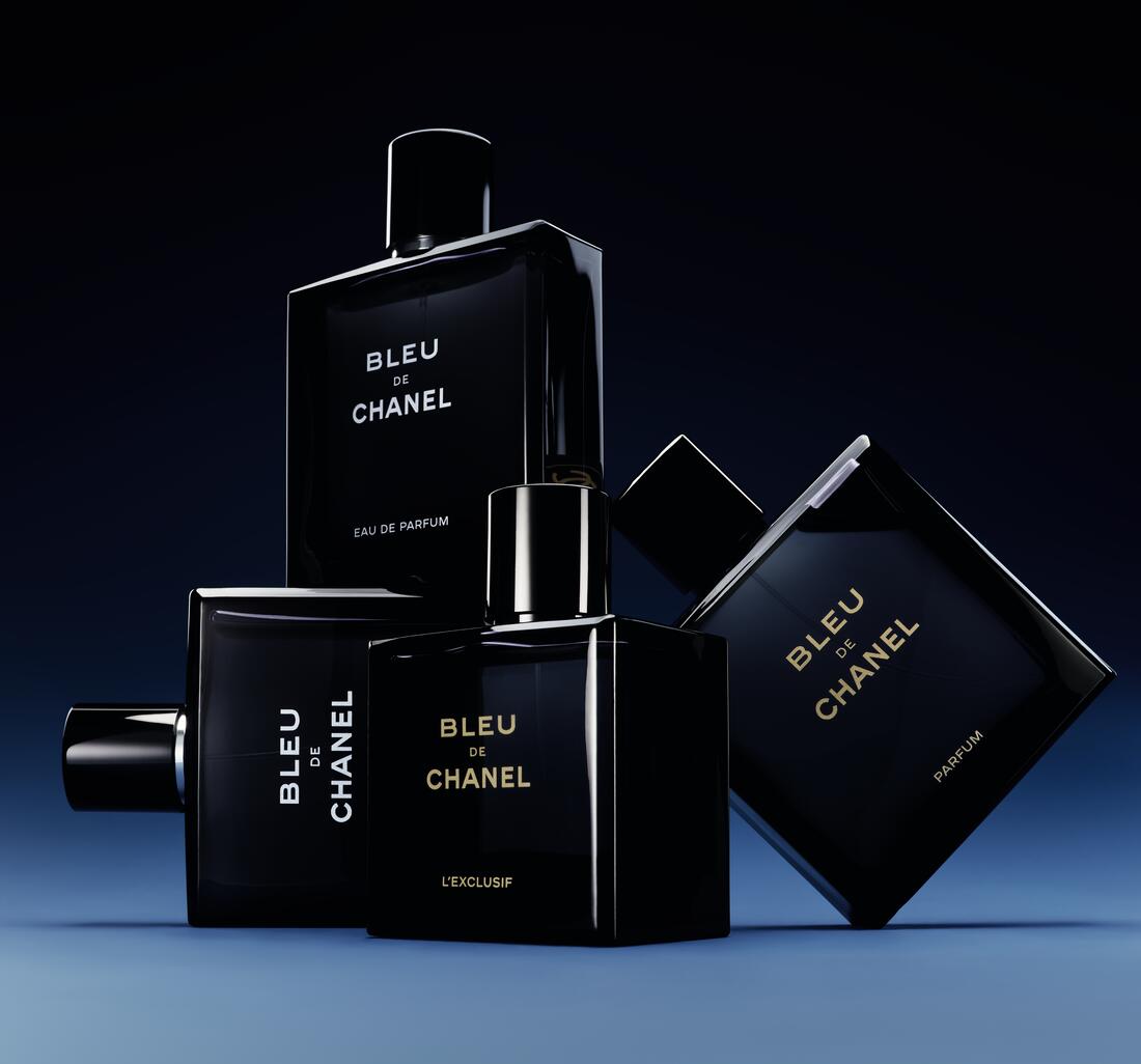 مقایسه اندازه و طراحی بطری عطرهای بلو دو شانل EdT, EdP و نسخه L'Exclusif