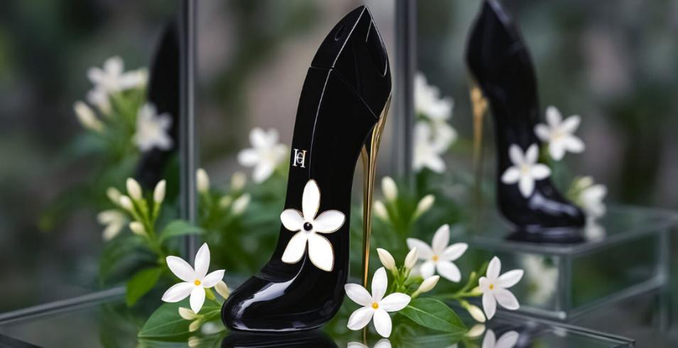 شیشه ادکلن گود گرل جاسمین ابسولوت و گل های یاس